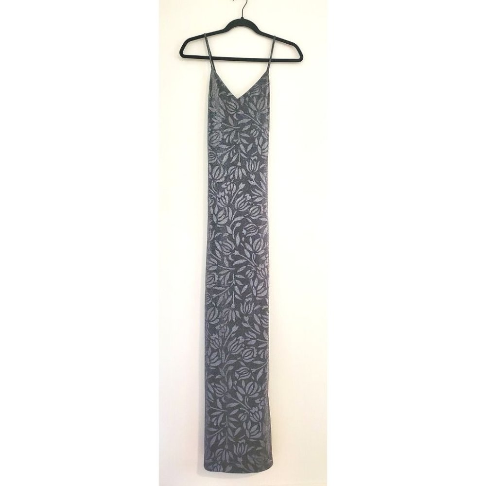 Reggio Vintage Silver Low Back Dress with Flora Print